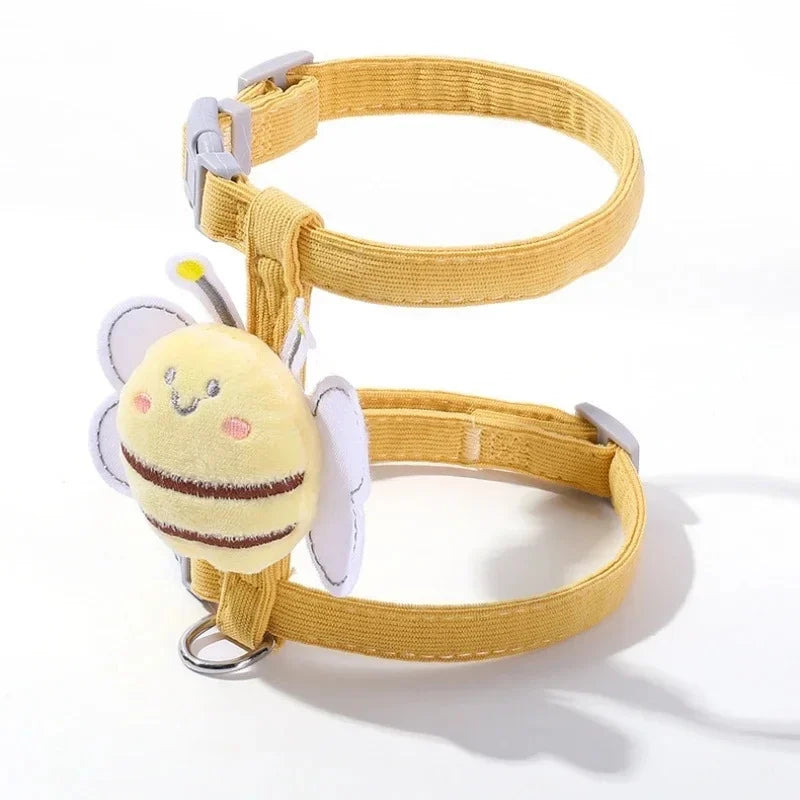 Cartoon Bee Pet Harness Leash & Collar Set