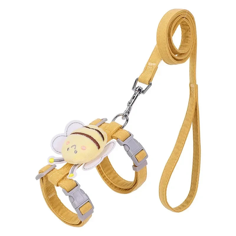 Cartoon Bee Pet Harness Leash & Collar Set
